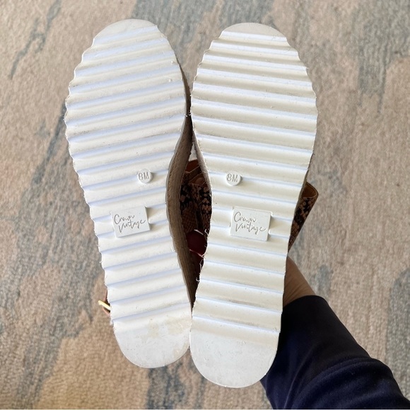 Crown Vintage Raffia espadrille leather ankle strap platform sandals siz… - Picture 3 of 9